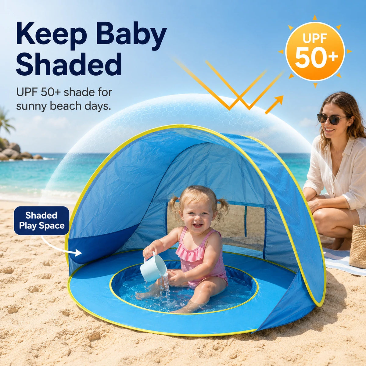 SplashBub™ Baby Beach Tent with Built-In Pool